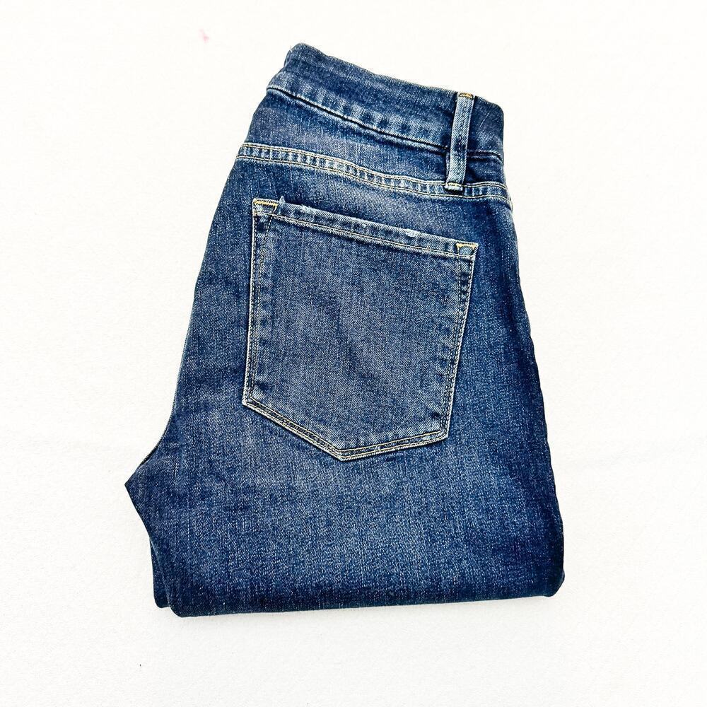 Frame Le Crop Mini Boot Rosalie Wash Dark Wash Denim Jeans Raw Hem Size 26